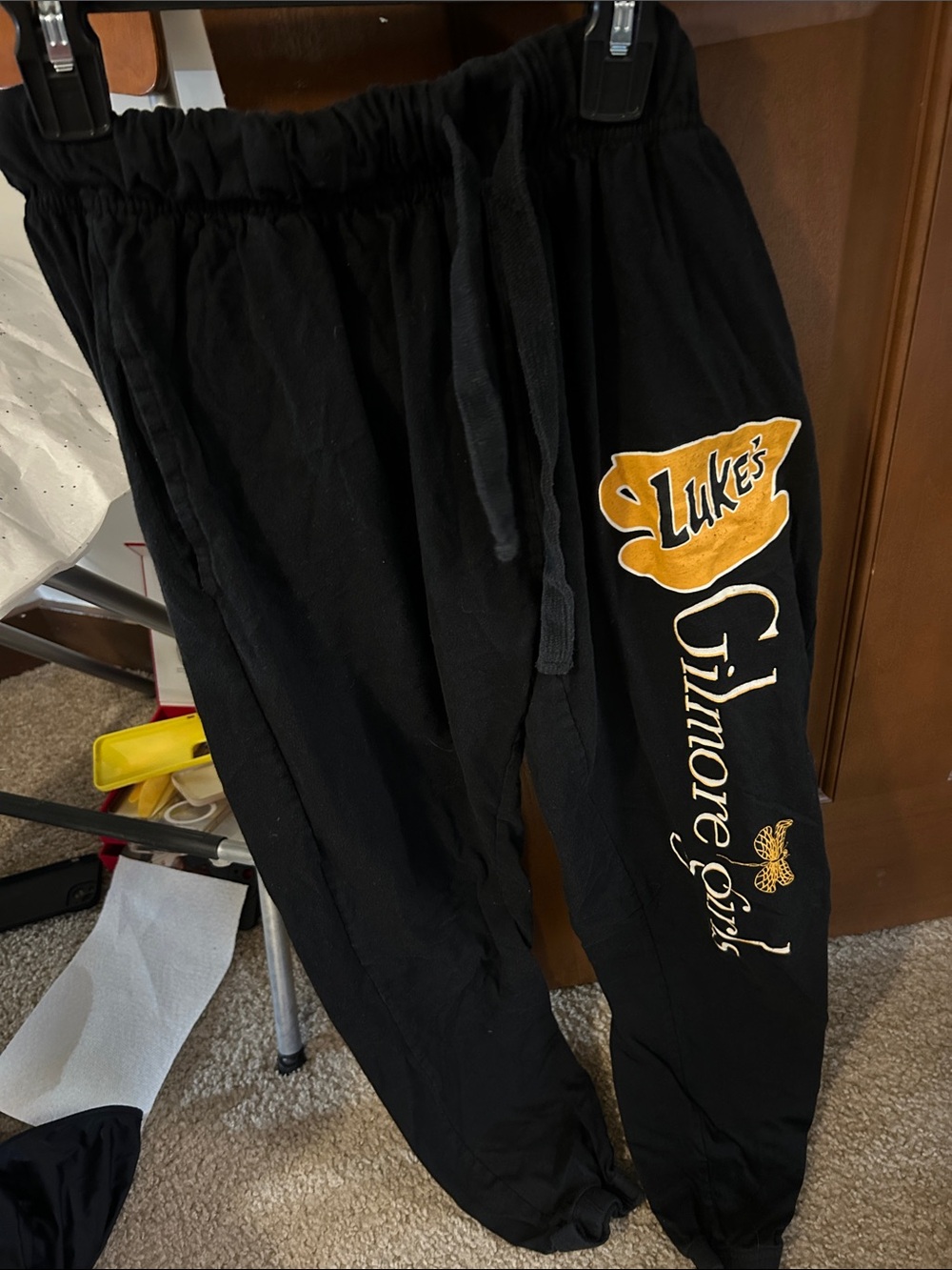 Luke's Gilmore Girls Black Logo Joggers with Gold Accent